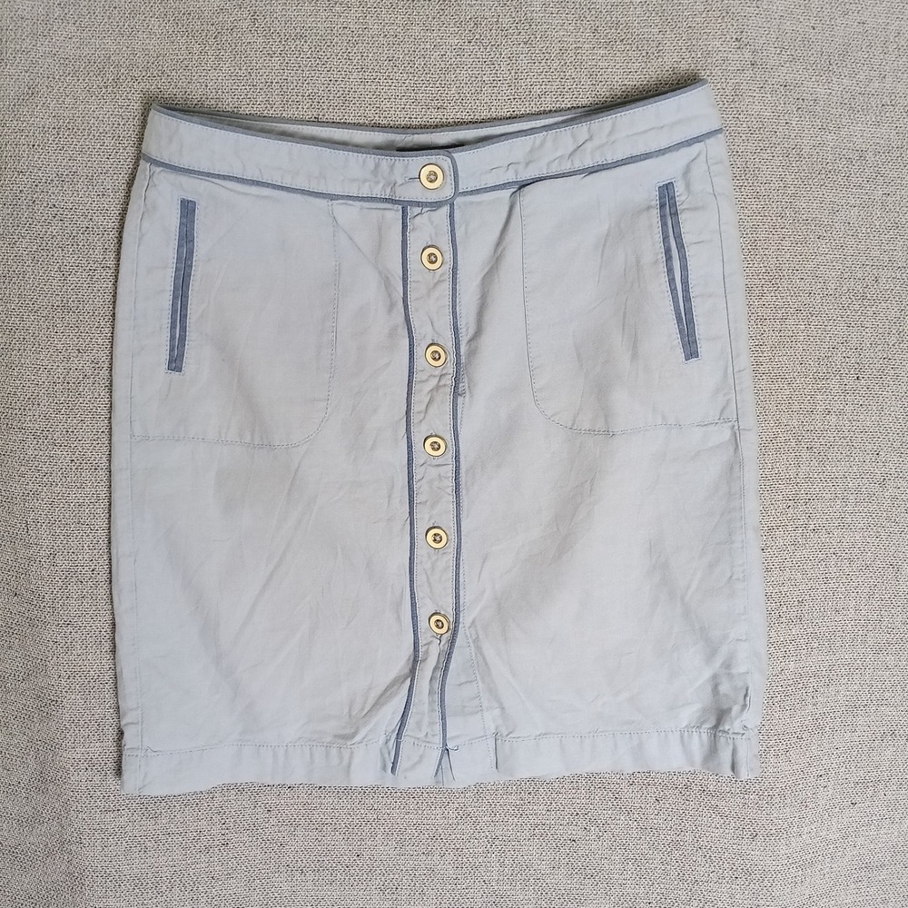 Tommy Hilfiger Button Front Skirt Womens 4 Light Blue Excellent Preppy Cotton